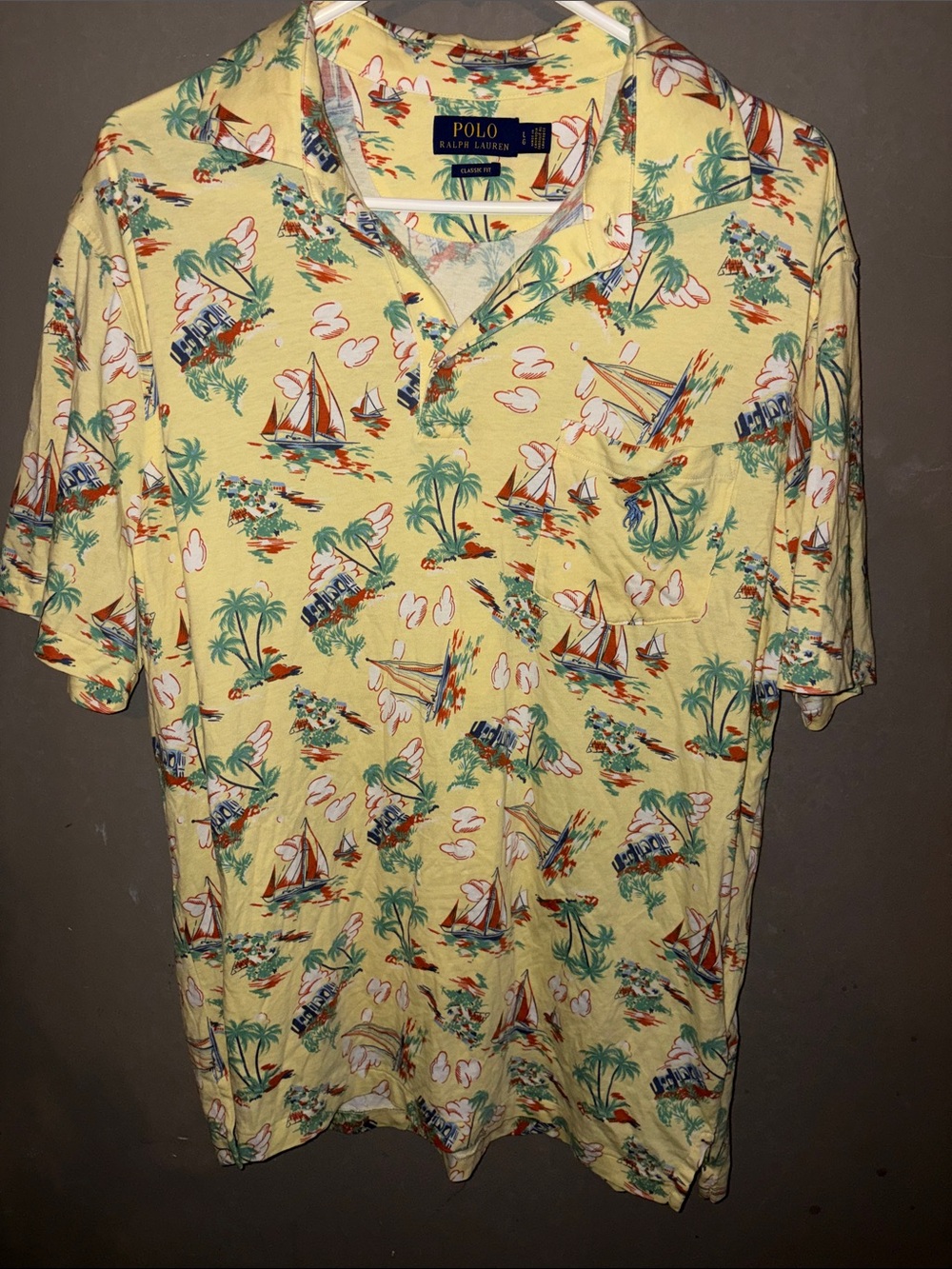 Ralph Lauren Yellow Tropical Sailboat Polo Shirt